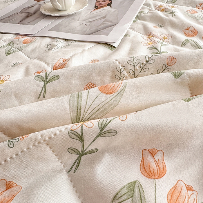 91家纺网 家纺一手货源 找家纺 薇玛仕 2026电商爆款印花小清新超声波大豆夏凉被礼品空调被 郁金花开