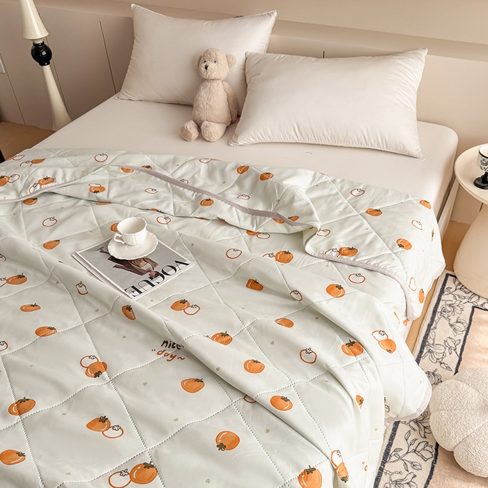 91家纺网 家纺一手货源 找家纺 薇玛仕 2026电商爆款印花小清新超声波大豆夏凉被礼品空调被 柿柿如意