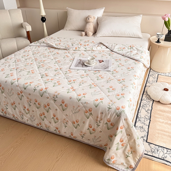 91家纺网 家纺一手货源 找家纺 薇玛仕 2026电商爆款印花小清新超声波大豆夏凉被礼品空调被 郁金花开