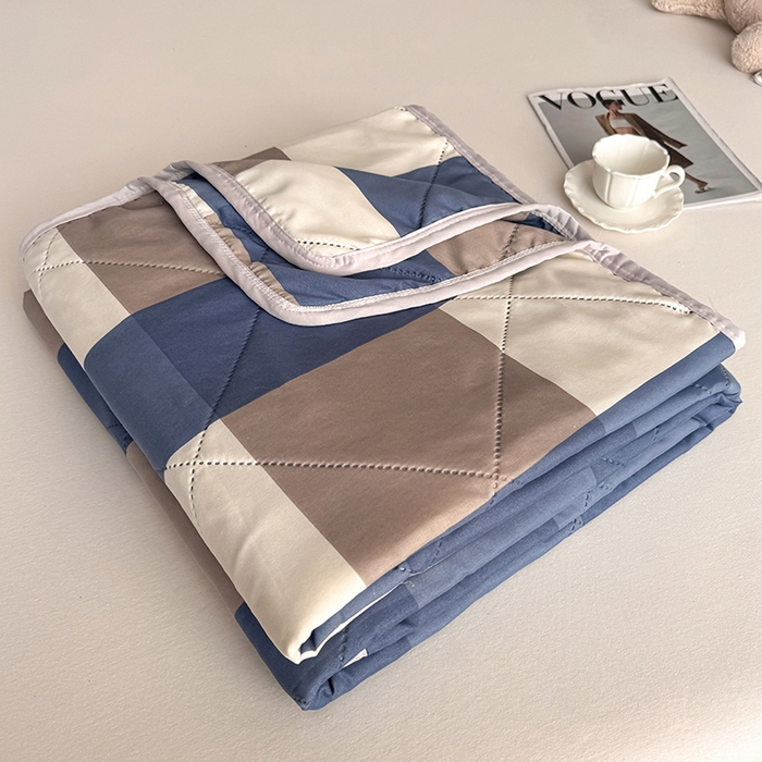 薇玛仕 2026电商爆款印花小清新超声波大豆夏凉被礼品空调被 蓝咖大格