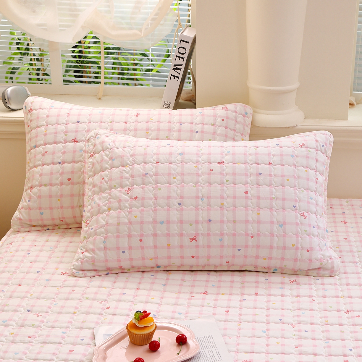 91家纺网 家纺一手货源 找家纺 彩亿家纺 2026新款A类古法水洗仿棉夹棉床笠三件套床垫保护套四季通用床罩-波浪格 波浪格-爱心格