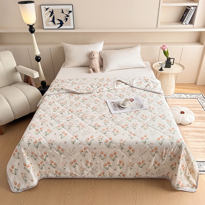 91家纺网 家纺一手货源 找家纺 薇玛仕 2026电商爆款印花小清新超声波大豆夏凉被礼品空调被 郁金花开