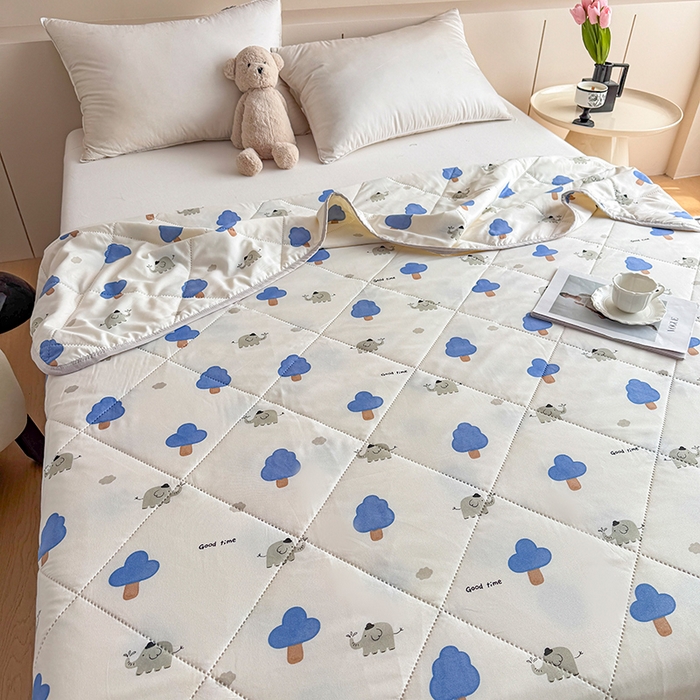 91家纺网 家纺一手货源 找家纺 薇玛仕 2026电商爆款印花小清新超声波大豆夏凉被礼品空调被 森林小象