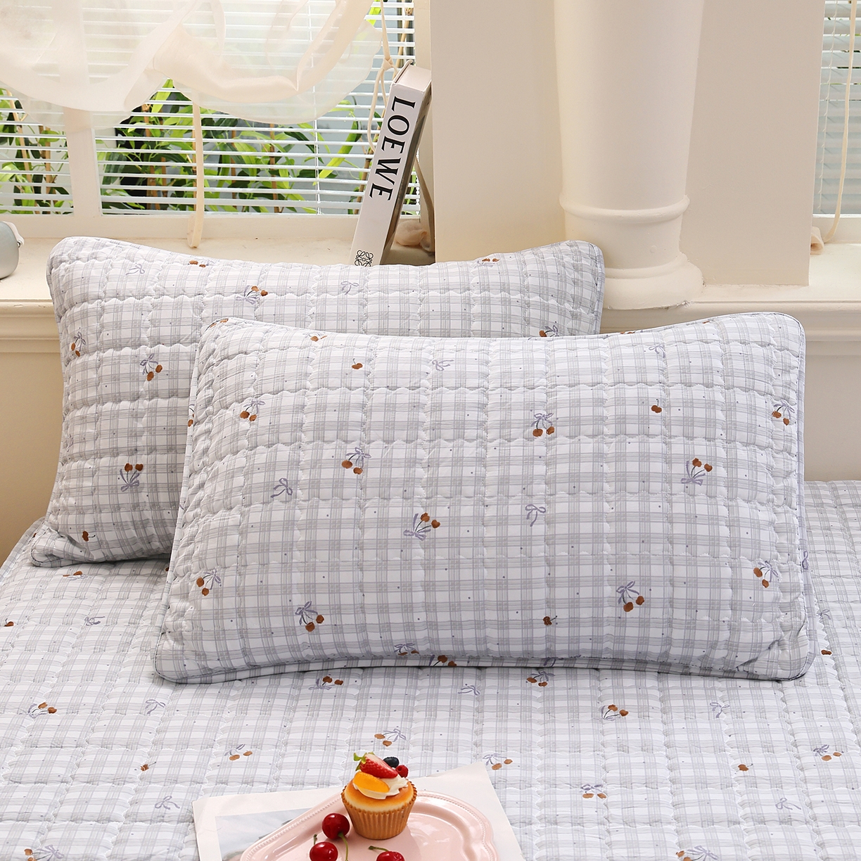 91家纺网 家纺一手货源 找家纺 彩亿家纺 2026新款A类古法水洗仿棉夹棉床笠三件套床垫保护套四季通用床罩-波浪格 波浪格-樱桃结