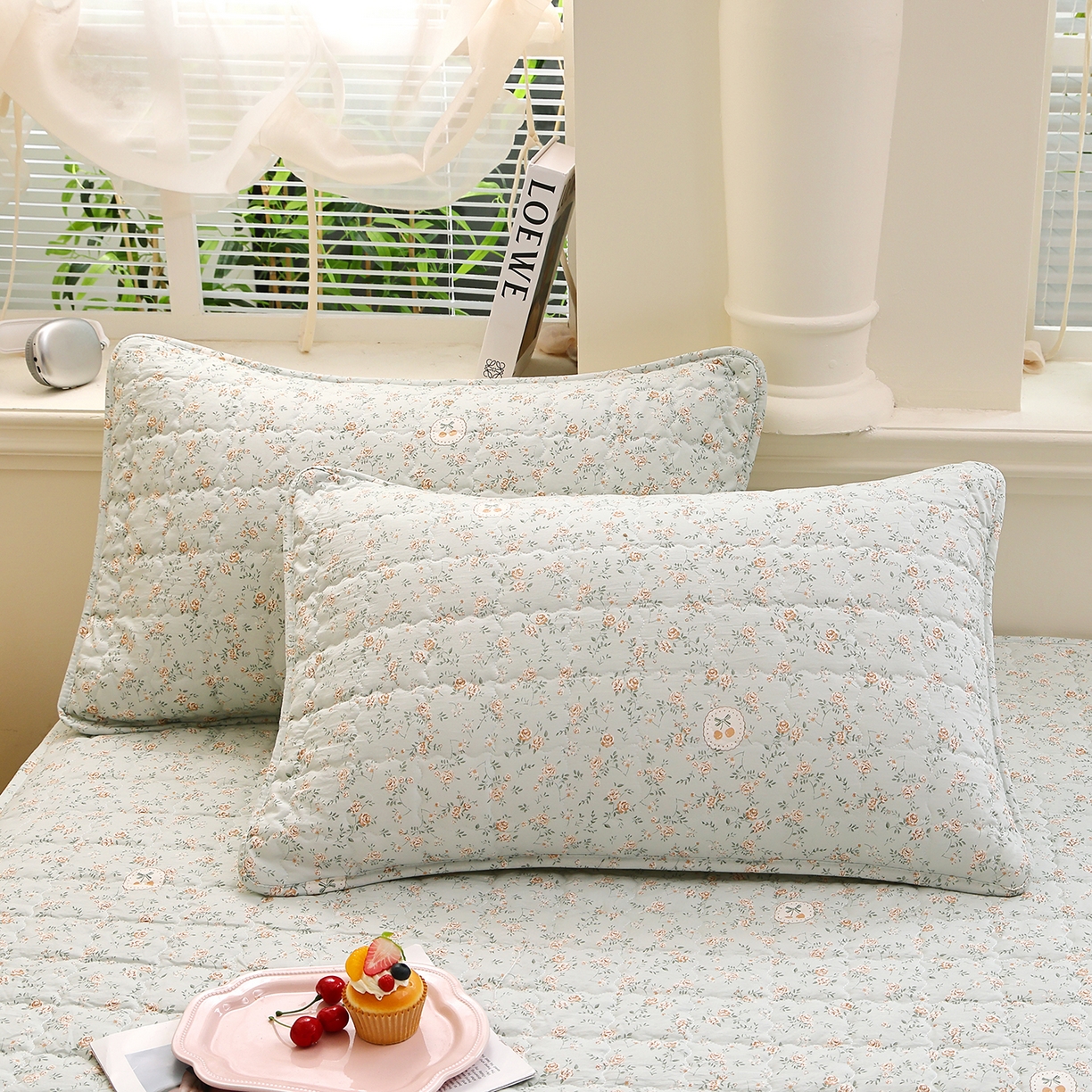 91家纺网 家纺一手货源 找家纺 彩亿家纺 2026新款A类古法水洗仿棉夹棉床笠三件套床垫保护套四季通用床罩-波浪格 波浪格-绿野