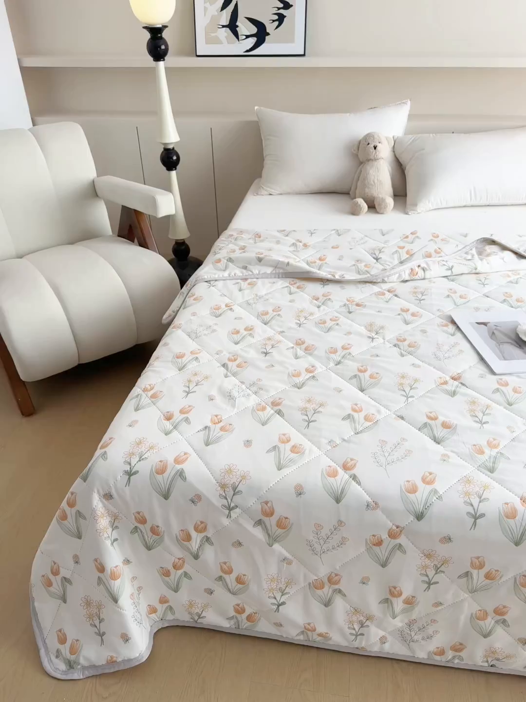 91家纺网 家纺一手货源 找家纺 薇玛仕 2026电商爆款印花小清新超声波大豆夏凉被礼品空调被 郁金花开