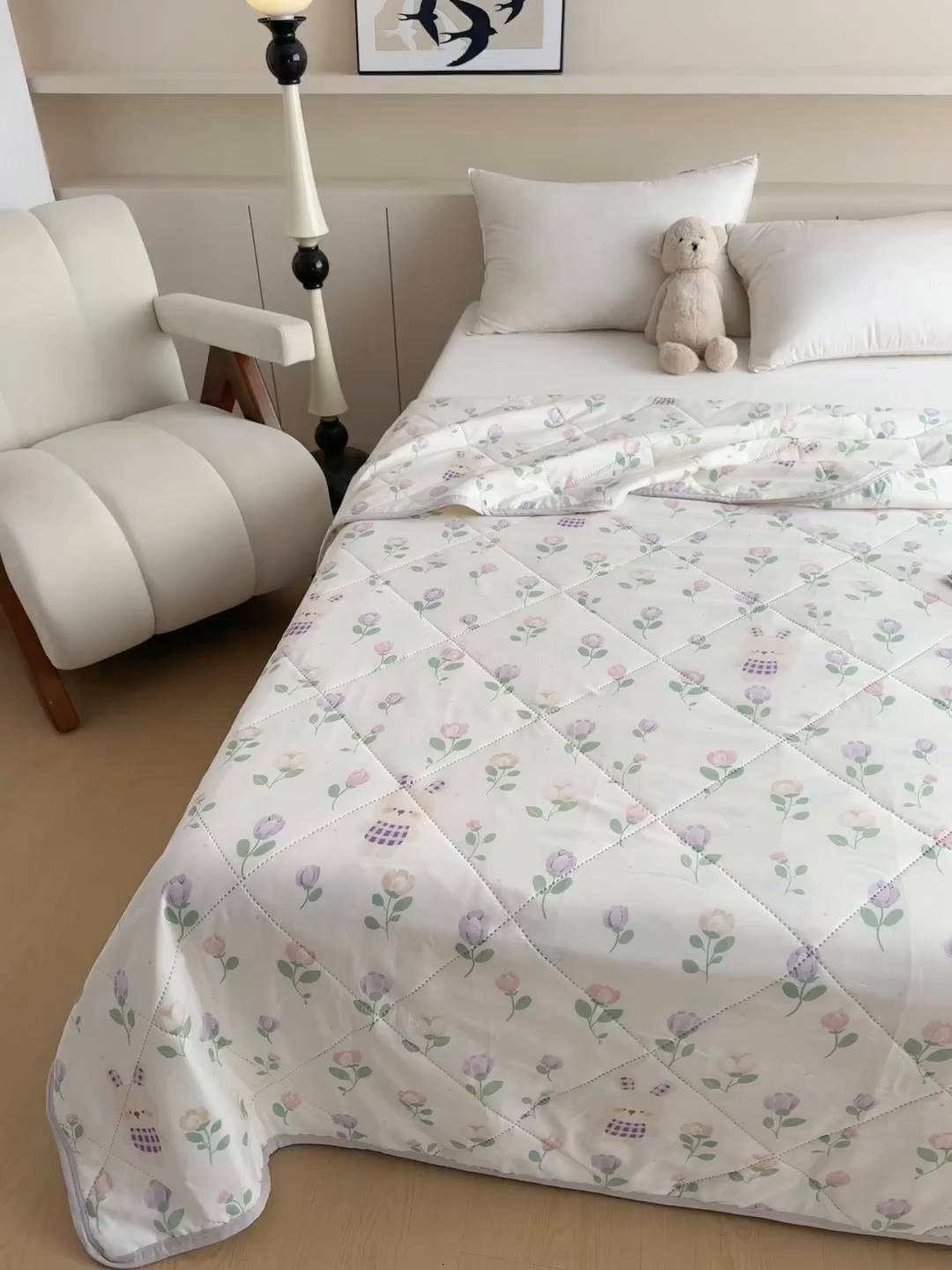 91家纺网 家纺一手货源 找家纺 薇玛仕 2026电商爆款印花小清新超声波大豆夏凉被礼品空调被 花间逐兔