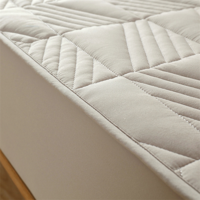 91家纺网 家纺一手货源 找家纺 伊赛家纺 2026新款夹棉加厚防螨格子床笠 浅灰