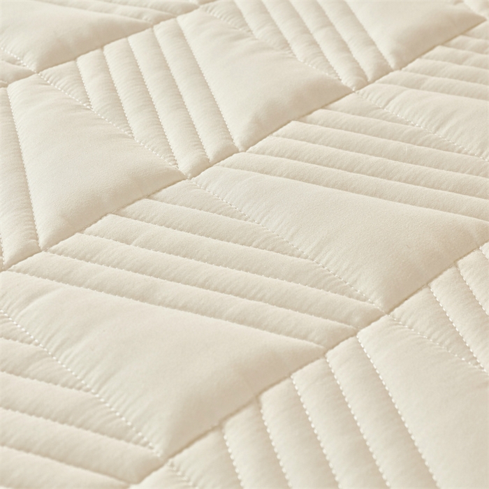 91家纺网 家纺一手货源 找家纺 伊赛家纺 2026新款夹棉加厚防螨格子床笠 米黄色