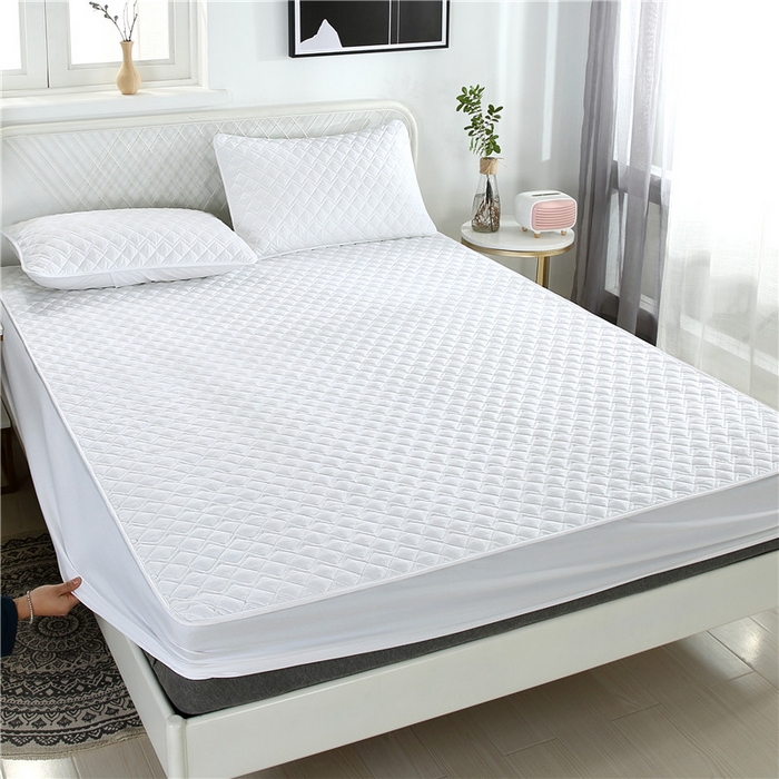 伊赛家纺 2026新款夹棉加厚防螨格子床笠 方白