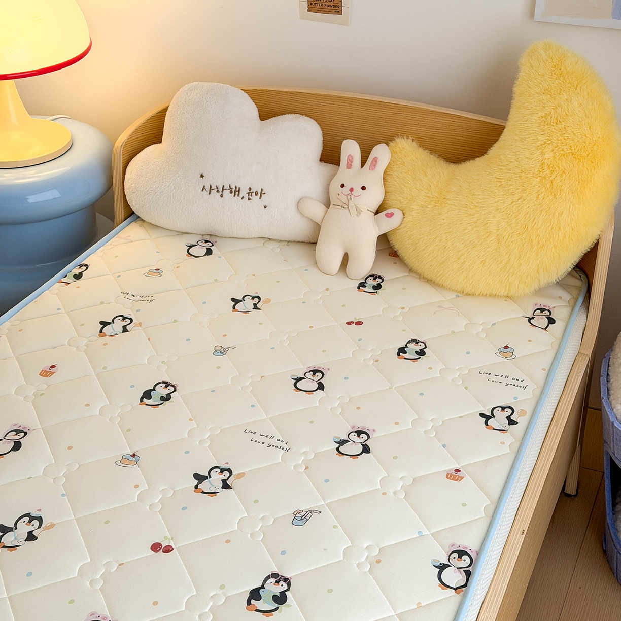 91家纺网 家纺一手货源 找家纺 嗨生活 2026新款儿童硅胶记忆海绵床垫 奇趣企鹅
