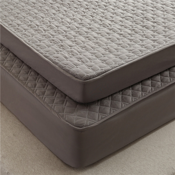 91家纺网 家纺一手货源 找家纺 伊赛家纺 2026新款夹棉加厚防螨格子床笠 方灰