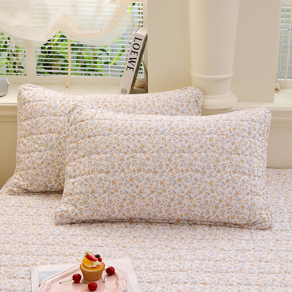 91家纺网 家纺一手货源 找家纺 彩亿家纺 2026新款A类古法水洗仿棉夹棉床笠三件套床垫保护套四季通用床罩-波浪格 波浪格-花梦棕