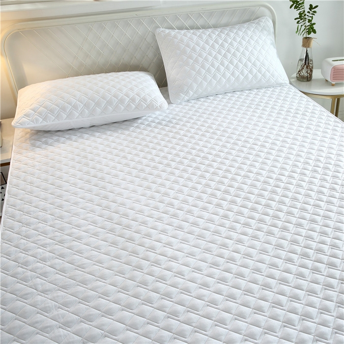 91家纺网 家纺一手货源 找家纺 伊赛家纺 2026新款夹棉加厚防螨格子床笠 方白