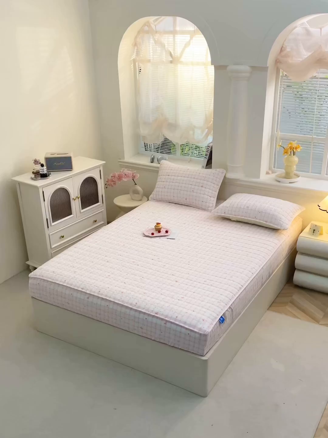 91家纺网 家纺一手货源 找家纺 彩亿家纺 2026新款A类古法水洗仿棉夹棉床笠三件套床垫保护套四季通用床罩-波浪格 波浪格-爱心格