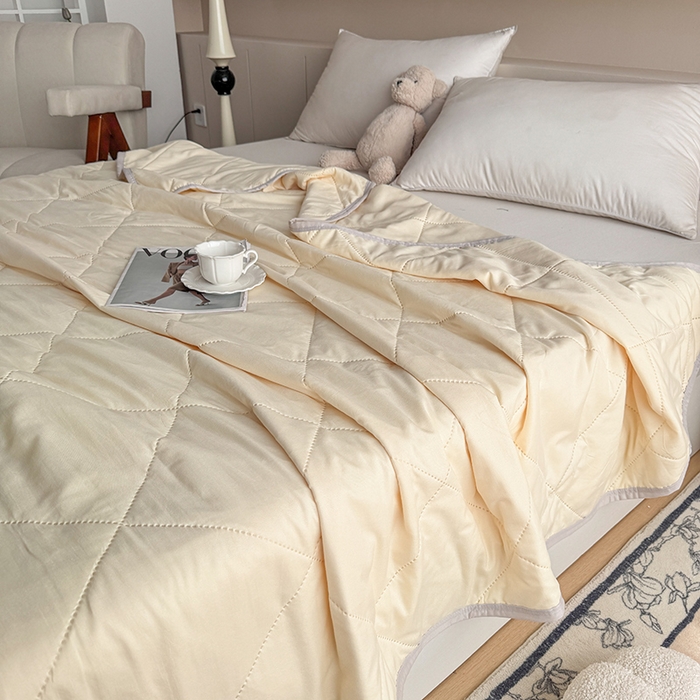 91家纺网 家纺一手货源 找家纺 薇玛仕 2026跨境电商外贸款 纯色亲肤磨毛超声波夏凉被空调被 暖心黄