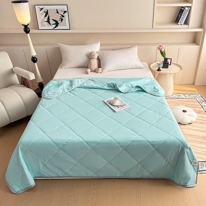 91家纺网 家纺一手货源 找家纺 薇玛仕 2026跨境电商外贸款 纯色亲肤磨毛超声波夏凉被空调被 天空蓝