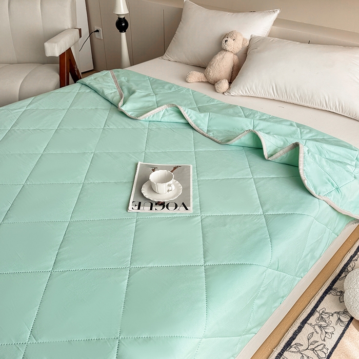 91家纺网 家纺一手货源 找家纺 薇玛仕 2026跨境电商外贸款 纯色亲肤磨毛超声波夏凉被空调被 湖水蓝