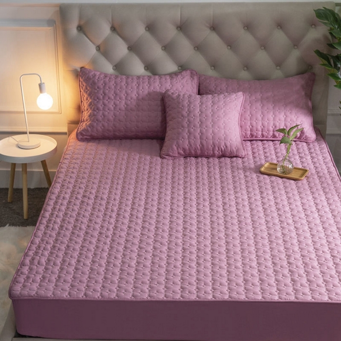 91家纺网 家纺一手货源 找家纺 伊赛家纺 2026新款抗菌经典床笠 经典豆沙