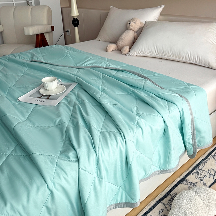 91家纺网 家纺一手货源 找家纺 薇玛仕 2026跨境电商外贸款 纯色亲肤磨毛超声波夏凉被空调被 天空蓝