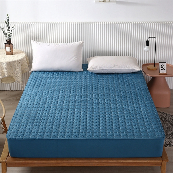 91家纺网 家纺一手货源 找家纺 伊赛家纺 2026新款抗菌经典床笠 经典蓝色