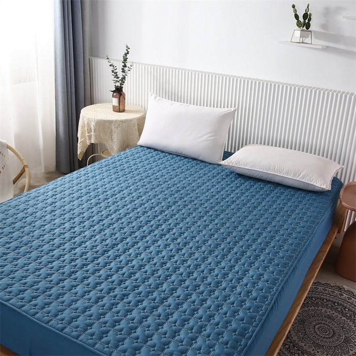 91家纺网 家纺一手货源 找家纺 伊赛家纺 2026新款抗菌经典床笠 经典蓝色