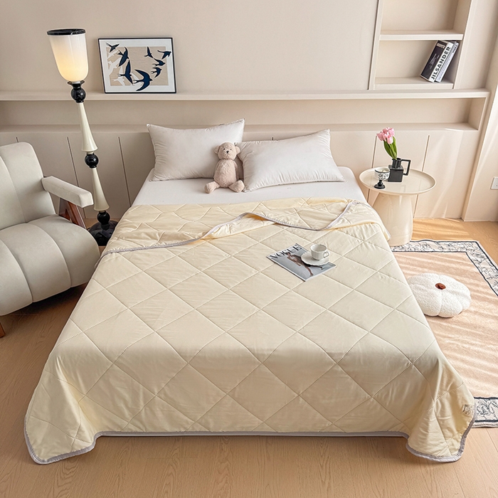 91家纺网 家纺一手货源 找家纺 薇玛仕 2026跨境电商外贸款 纯色亲肤磨毛超声波夏凉被空调被 暖心黄