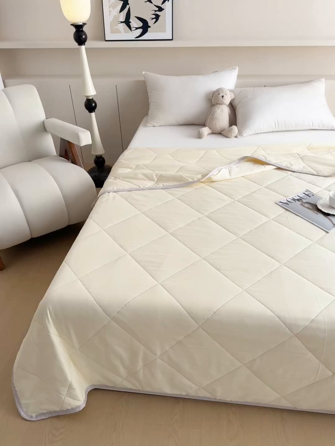 91家纺网 家纺一手货源 找家纺 薇玛仕 2026跨境电商外贸款 纯色亲肤磨毛超声波夏凉被空调被 暖心黄