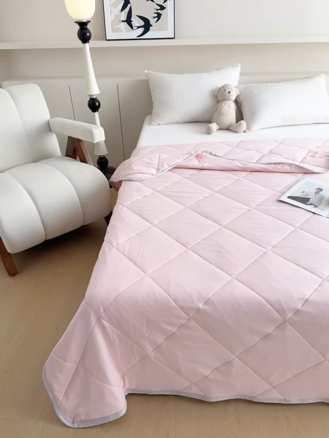 91家纺网 家纺一手货源 找家纺 （总）薇玛仕 2026跨境电商外贸款 纯色亲肤磨毛超声波夏凉被空调被