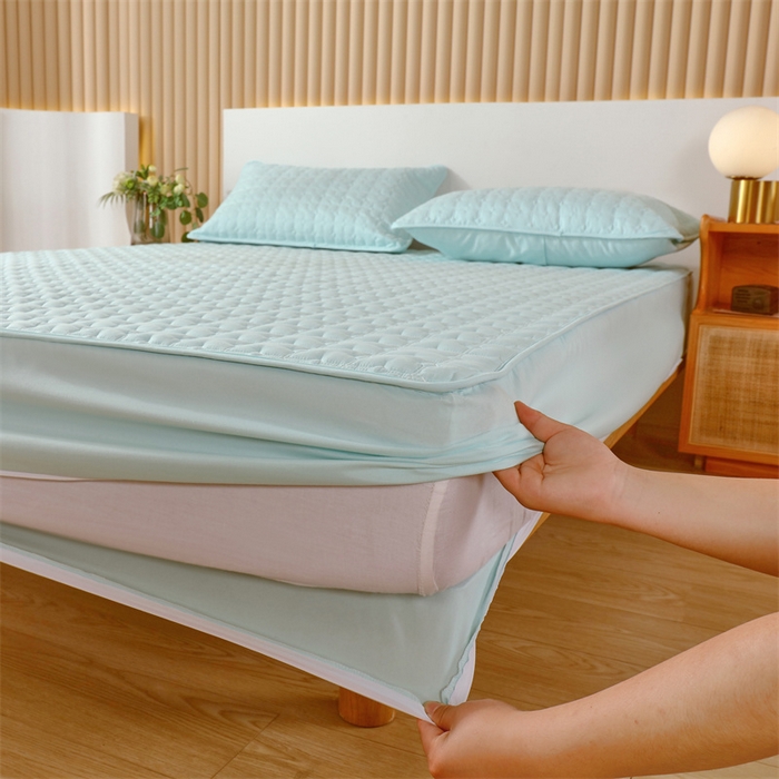 91家纺网 家纺一手货源 找家纺 伊赛家纺 2026新款可拆卸六面全包床笠 浅绿