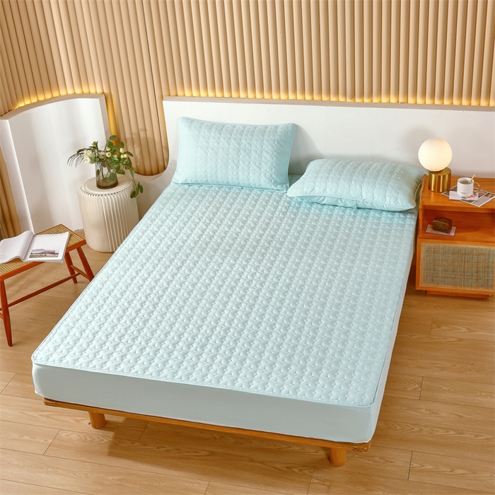 91家纺网 家纺一手货源 找家纺 伊赛家纺 2026新款可拆卸六面全包床笠 浅绿