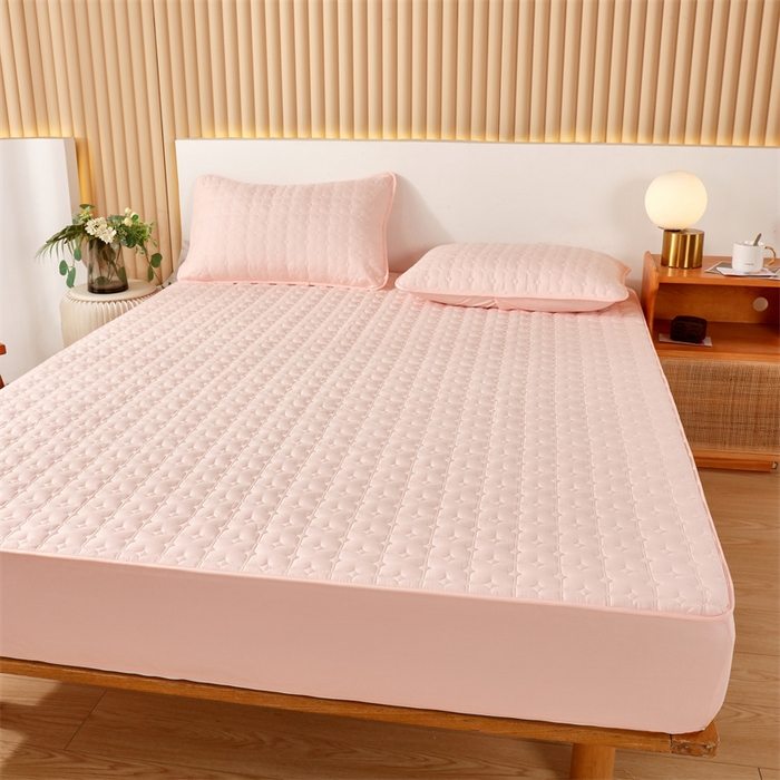 91家纺网 家纺一手货源 找家纺 伊赛家纺 2026新款可拆卸六面全包床笠 粉玉