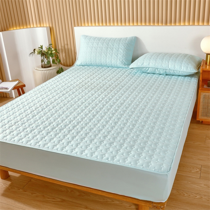 91家纺网 家纺一手货源 找家纺 伊赛家纺 2026新款可拆卸六面全包床笠 浅绿