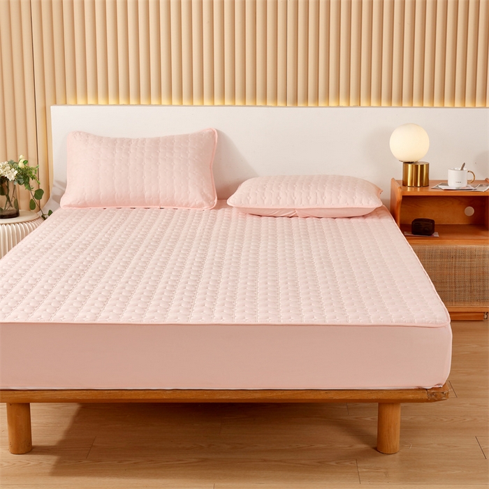 91家纺网 家纺一手货源 找家纺 伊赛家纺 2026新款可拆卸六面全包床笠 粉玉