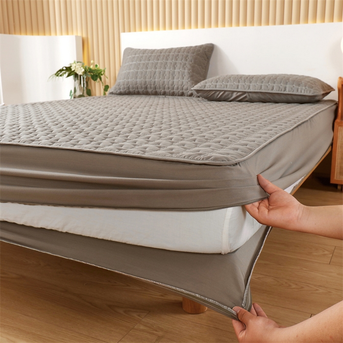 91家纺网 家纺一手货源 找家纺 伊赛家纺 2026新款可拆卸六面全包床笠 经典灰