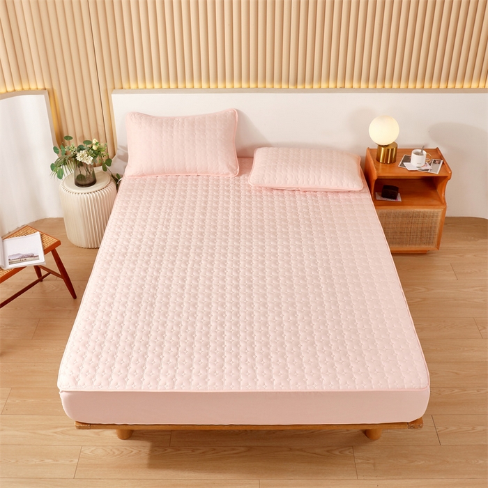 91家纺网 家纺一手货源 找家纺 伊赛家纺 2026新款可拆卸六面全包床笠 粉玉