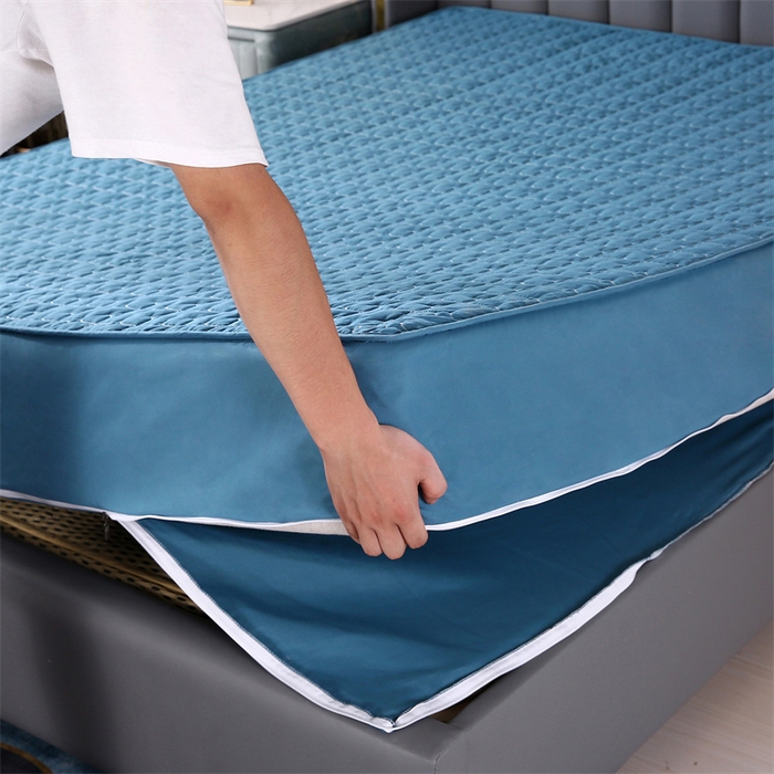 91家纺网 家纺一手货源 找家纺 伊赛家纺 2026新款可拆卸六面全包床笠 蓝色