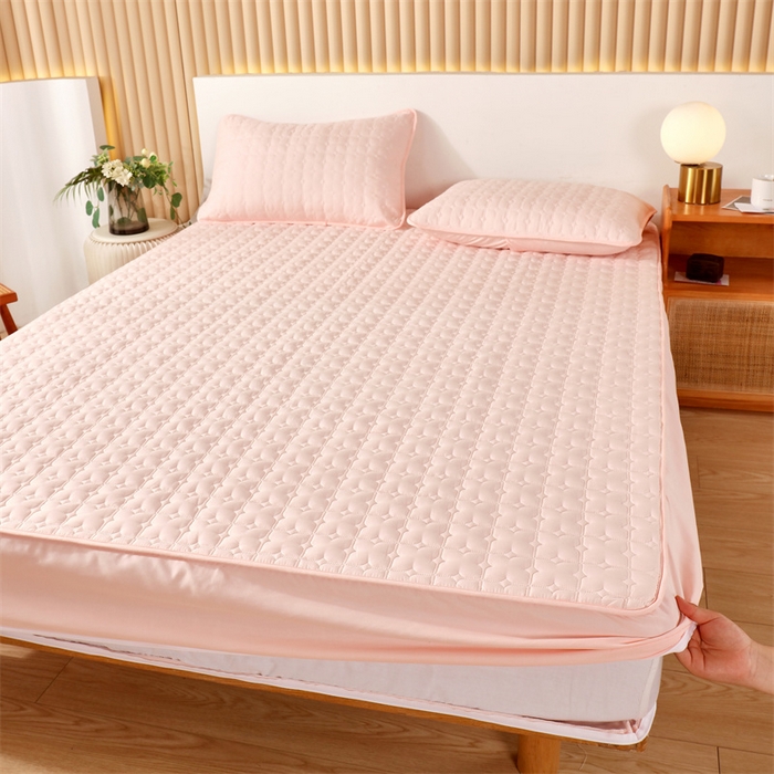 91家纺网 家纺一手货源 找家纺 伊赛家纺 2026新款可拆卸六面全包床笠 粉玉