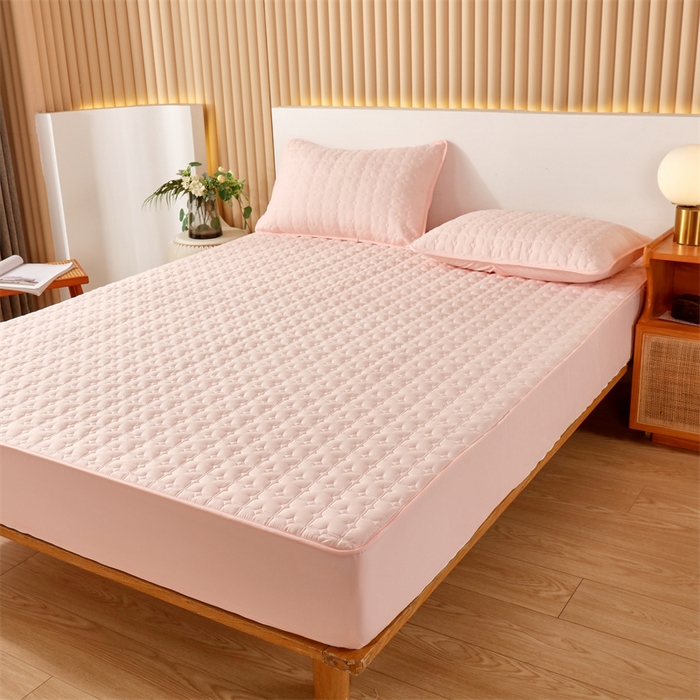 91家纺网 家纺一手货源 找家纺 伊赛家纺 2026新款可拆卸六面全包床笠 粉玉