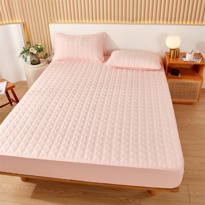 91家纺网 家纺一手货源 找家纺 伊赛家纺 2026新款可拆卸六面全包床笠 粉玉