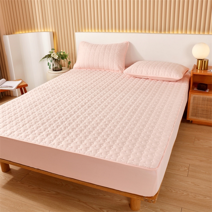 91家纺网 家纺一手货源 找家纺 伊赛家纺 2026新款可拆卸六面全包床笠 粉玉