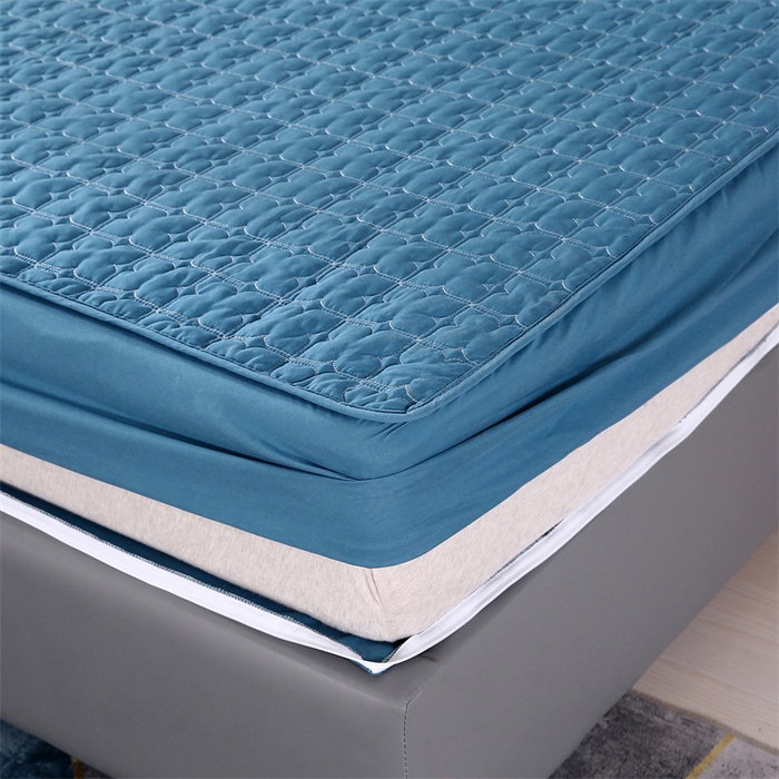 91家纺网 家纺一手货源 找家纺 伊赛家纺 2026新款可拆卸六面全包床笠 蓝色