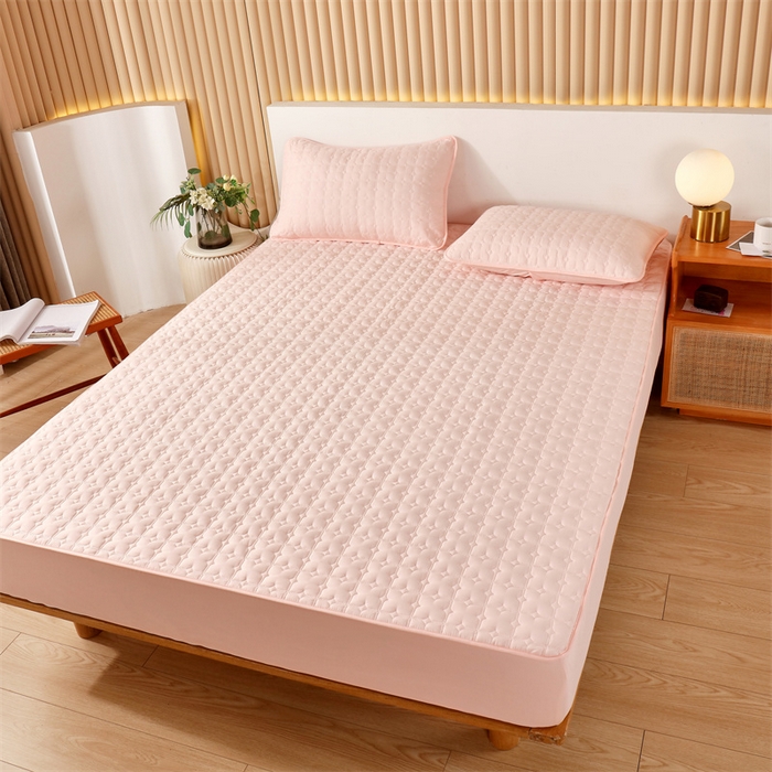 91家纺网 家纺一手货源 找家纺 伊赛家纺 2026新款可拆卸六面全包床笠 粉玉