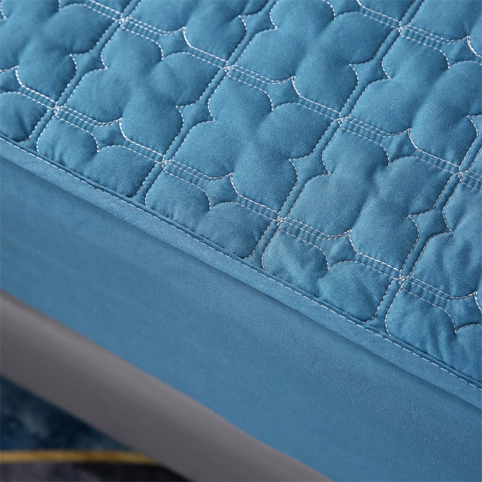 91家纺网 家纺一手货源 找家纺 伊赛家纺 2026新款可拆卸六面全包床笠 蓝色