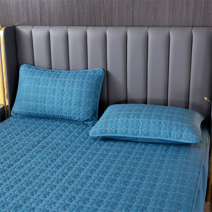 91家纺网 家纺一手货源 找家纺 伊赛家纺 2026新款可拆卸六面全包床笠 蓝色