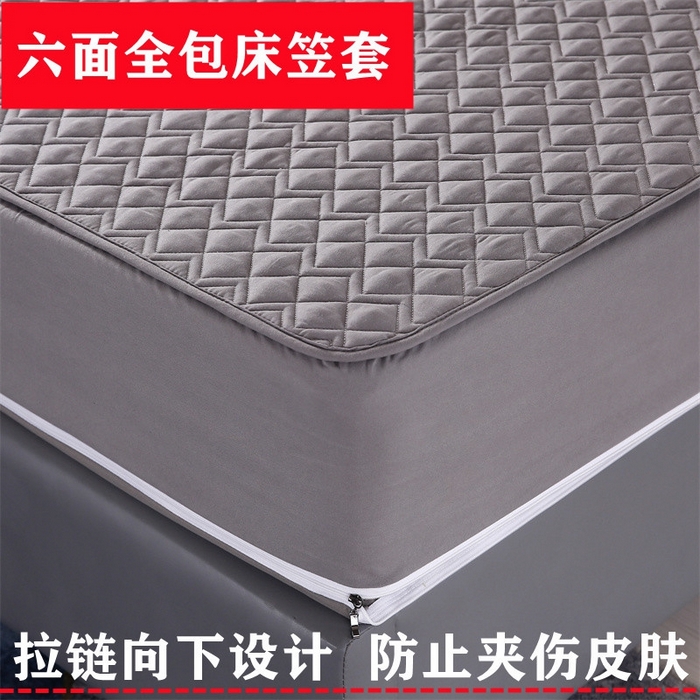 91家纺网 家纺一手货源 找家纺 伊赛家纺 2026新款可拆卸六面全包床笠 方灰