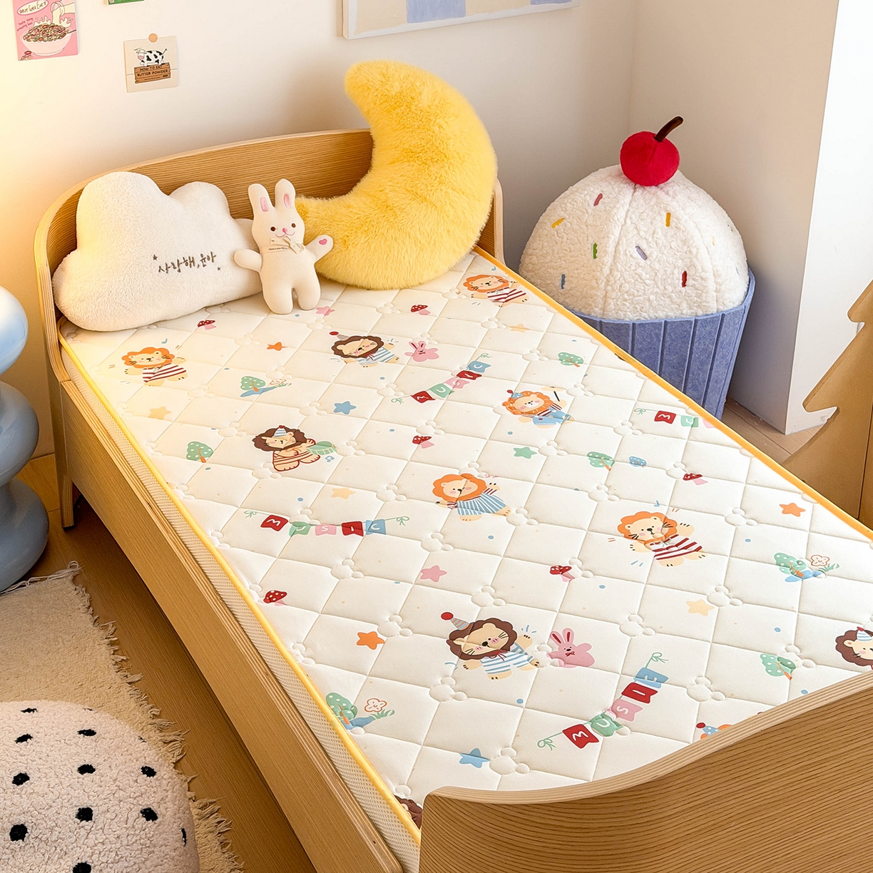 嗨生活 2026新款儿童硅胶记忆海绵床垫 音乐小狮