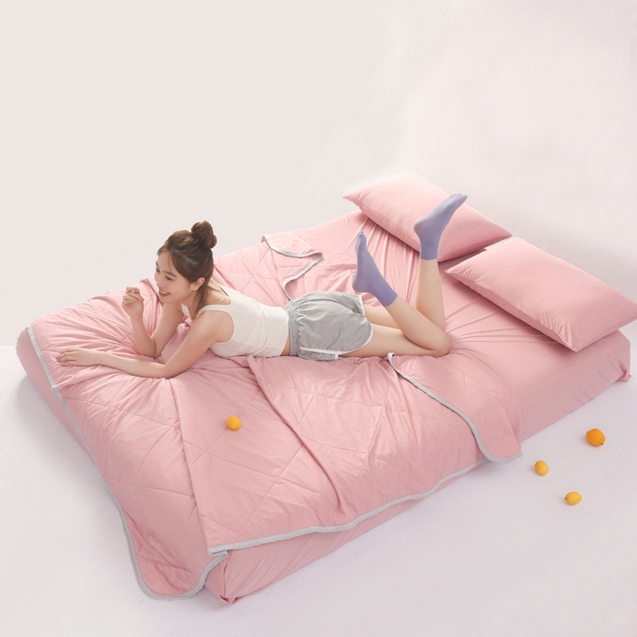 91家纺网 家纺一手货源 找家纺 （总）薇玛仕 2026新款超声波带氨凉感丝纯色瓜瓜凉感夏被空调被