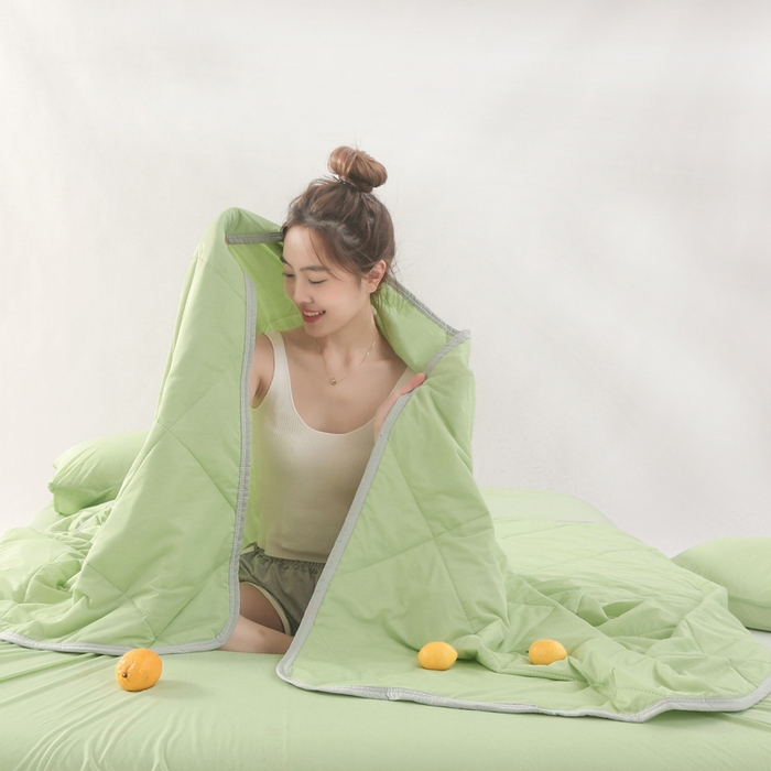 薇玛仕 2026新款超声波带氨凉感丝纯色瓜瓜凉感夏被空调被 纯色果绿
