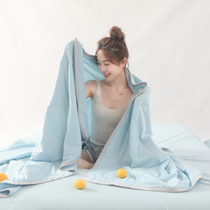 薇玛仕 2026新款超声波带氨凉感丝纯色瓜瓜凉感夏被空调被 纯色天蓝